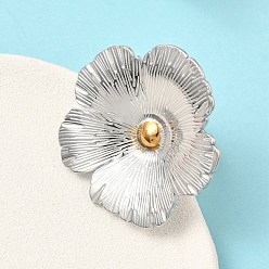 Золотой & Цвет Нержавеющей Стали 304 из нержавеющей стали манжеты кольца, цветок, без кадмия и без свинца и без никеля, золотые и нержавеющая сталь цвет, 35.5x35.5 мм, размер США 7 1/4 (17.5 мм)