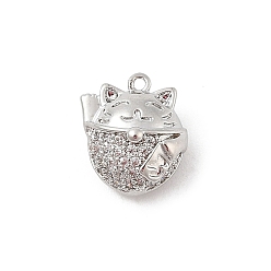 Платина Кулон из циркония, без кадмия, без никеля и без свинца, с подвесками в форме манэки-нэко, реальный 18 k позолоченный, платина, 11x10x6 мм, отверстие : 0.9 мм