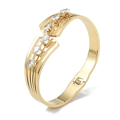 Real 18K Gold Plated 304 Stainless Steel Crystal Rhinestone Hollow Hinged Bangles for Women, Real 18K Gold Plated, Inner Diameter: 1-7/8x2-3/8 inch(49x61.5cm), 25mm