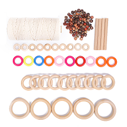 (52) Непрозрачная лаванда Комплект украшений кисточкой из хлопка макраме своими руками, деревянная подставка в стиле бохо висит настенное украшение, разноцветные, 15.5x7 см, 140 шт / комплект