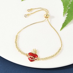 Настоящее золото 18K Латунные браслеты с кубическим цирконием и серебром, браслеты-цепочки в форме сердца для женщин, с эмалью, реальный 18 k позолоченный, 10-1/4 дюйм (25.9 см)