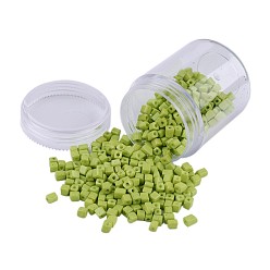 Зелено-Желтый Непрозрачные цвета бисер, круглое отверстие, кубические, зеленый желтый, 3~7x3x3 мм, отверстия: 0.5 мм, около 400 шт / коробка