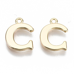 Letter C Латунь прелести, без никеля , буквы, реальный 18 k позолоченный, letter.c, C: 13x10x1.5 мм, отверстие : 1.2 мм