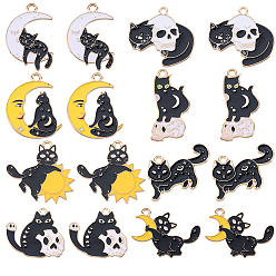 (52) Непрозрачная лаванда 32 шт 8 подвески из сплава, с эмалью, шарм смешанной формы кошки, разноцветные, 18~29x16~28x1~1.5 мм, отверстие : 1.8~2 мм, 4 шт / стиль