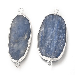 Platinum Natural Kyanite/Cyanite/Disthene Links Connectors, with Brass Findings, Oval, Platinum, 39~42x15~19x3~4.5mm, Hole: 2.4mm
