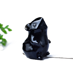 Обсидиан Статуэтки мыши из натурального обсидиана, статуи для украшения рабочего стола домашнего офиса, 35 мм