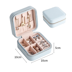 Светло-Голубой Кожа для искусственной кожи, органайзер для ювелирных изделий, для ожерелья, Кольца, серьги и подвески, квадратный, Небесно-голубой, 10x10x5 см