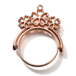 Розовое Золото Подвесные подвески из сплава, для diy уф смолы, эпоксидная смола, без кадмия, без никеля и без свинца, плоские круглые с цветком, розовое золото , 39x30x3.5 мм, отверстие : 1.6 мм