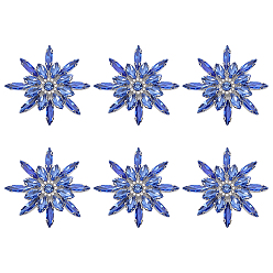 Синий 6 стеклянные кабошоны шт., цветок, синие, 45x45x6.5 мм