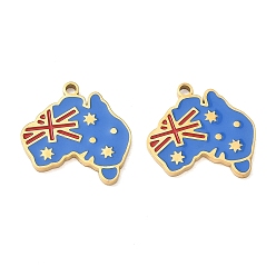 Golden 304 Stainless Steel Enamel Pendants, Map Charms, Ion Plating(IP), Golden, 18x17.5x1.5mm, Hole: 1.6mm