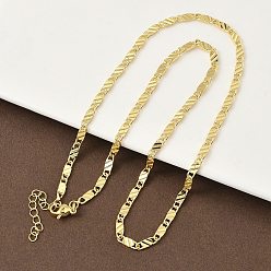Настоящее золото 18K 3мм латунные текстурированные овальные звенья цепочки для женщин, стойки покрытие, долговечный, без свинца и без кадмия, реальный 18 k позолоченный, 17.72 дюйм (45 см)