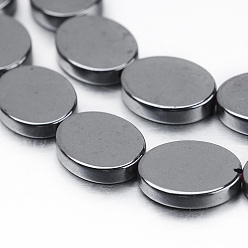 Non-magnetic Hematite Non-magnetic Synthetic Hematite Beads Strands, Beads Strands, Flat Oval, 10x8x2mm, Hole: 0.8mm, about 39pcs/strand, 15.7 inch(40cm)