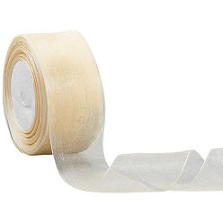 Бежевый 1 рулоны прозрачной органзовой ленты, широкая лента для украшения на свадьбе, бежевые, 2 дюйм (50 мм), около 50.00 ярдов (45.72 м) / комплект