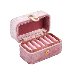Pink Прямоугольные мини-коробки для хранения колец из бархата с кнопками, дорожный портативный футляр для ювелирных изделий, для колец, Серьги, розовые, 8.4x5.15x5.3 см