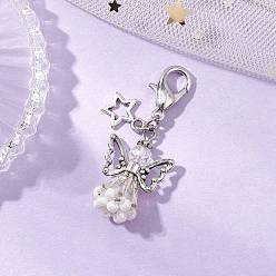 Прозрачный Подвесные украшения из стеклянных бусин и сплава в виде ангела, подвески с застежкой-клешней в виде лобстера для украшений сумок, старинное серебро и платина, прозрачные, 45 мм