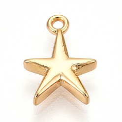 Настоящее золото 18K Латунные подвески, звезды прелести, без кадмия, без никеля и без свинца, реальный 18 k позолоченный, 12.2x8.7x2.2 мм, отверстие : 1.2 мм