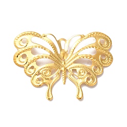 Doré  Menuisiers en filigrane fer, embellissements en métal gravé, papillon, or, 42x59x1.5mm, trou: 1.5 mm & 1.8 mm & 3 mm