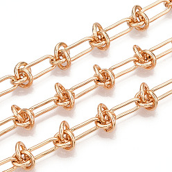 Light Gold Железный овал с цепочками из узлов, несварные, с катушкой, золотой свет, 12.5x5.5x1 мм, около 32.81 футов (10 м) / рулон
