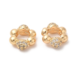 Настоящее золото 18K Латунь микро проложить кубического циркония соединительные кольца, без кадмия, без никеля и без свинца, гранулированные бусины, рондель, реальный 18 k позолоченный, 10x9x3.5 мм, внутренний диаметр: 4.8x5 мм