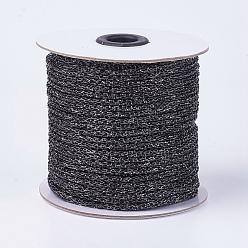 Schwarz Metallkord, geflochtene Schnur aus Harz und Polyester, Schwarz, 4 mm, etwa 50yards / Rolle (45.72 m / Rolle)