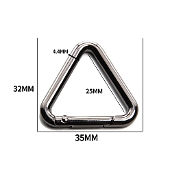 Черный Цвет Металла Пружинные кольца из цинкового сплава, треугольные, металлический черный , 32x35x4.4 мм, отверстие : 25 мм