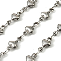 Нержавеющая Сталь Цвет 304 ссылка цепи из нержавеющей стали сердце, с катушкой, пайки, цвет нержавеющей стали, 12x6.5x3 мм