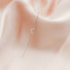 Звезда Латунные горный хрусталь серьги манжеты, платина, звезда, 8 мм