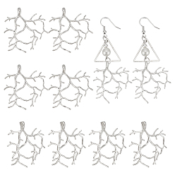 Серебро Латунные подвески, филиал, серебряные, 35x33x2 мм, отверстие : 2x3 мм, 10 шт / коробка