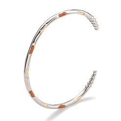 Heart Brass Enamel Cuff Bangles for Women, Platinum, Heart, Inner Diameter: 2x2-1/4 inch(5x5.55cm)