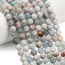 Аквамарин Природные Аквамарин бисер нитей, круглые, сгладить, 8 мм, отверстие : 1.2 мм, около 50 шт / нитка, 15.08''~15.28'' (38.3~38.8 см)