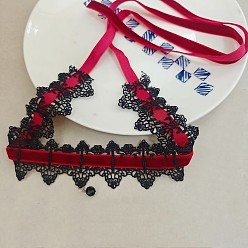 Красный Женские ожерелья-чокеры из полиэстерового цветочного кружева с узлом-оберткой, красные, 11.81 дюйм (30 см)