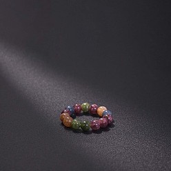 Кварц Турмалинизации  Эластичные кольца для пальцев из натурального турмалинового кварца, круглые, бусины : 4 мм, внутренний диаметр: регулируемый