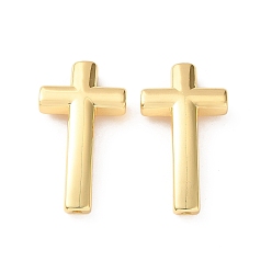 Cross Messing Perlen, cadmiumfrei und bleifrei, Gestell, langlebig überzogen, echt 18 k vergoldet, Kreuz, 29x15x3.5 mm, Bohrung: 1 mm