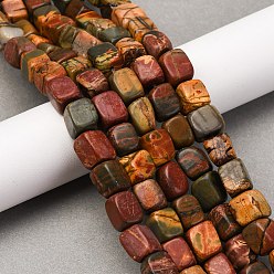 Пикассо Камень Нити бусин из натурального камня пикассо/полихромной яшмы, кубоид, 7~12x8~9x8~9 мм, отверстие : 1.4 мм, около 41 шт / нитка, 14.88'' (37.8 см)