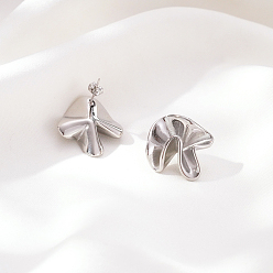 Stainless Steel Color Flower 304 Stainless Steel Stud Earrings for Women, Stainless Steel Color, 20x20mm