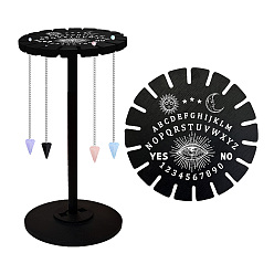 Letter Деревянный руль, деревянная витрина, черный держатель подставка, стеллаж для хранения маятников в деревенском стиле, ведьма, буквы, колеса: 120x8 мм, 2 шт, шпилька: 288x12мм, 1 PC