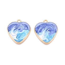Светло-Голубой Стойки обшивки сплава эмали подвески, без кадмия, без никеля и без свинца, золотой свет, шарма сердца, Небесно-голубой, 25.5x23x2 мм, отверстие : 2 мм