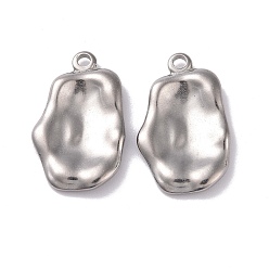 Stainless Steel Color Non-Tarnish 304 Stainless Steel Pendants, Nuggets, Stainless Steel Color, 26x16x3mm, Hole: 2mm