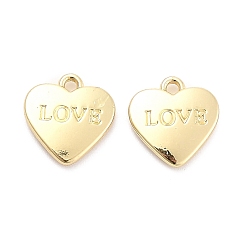 Gold Heart Alloy Spray Painted Charms, Word LOVE, Gold, 12x11.5x2.5mm, Hole: 1.4mm