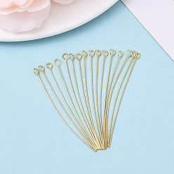 Настоящее золото 18K Латунные булавки, без никеля , долговечный, реальный 18 k позолоченный, 50x0.5 мм, отверстие : 2 мм