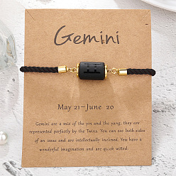 Близнецы Светящиеся 12 созвездия пластиковые браслеты-колонны, Браслеты из нейлонового шнура плетеные для мужчин и женщин, Близнецы, 8-5/8 дюйм (22 см)