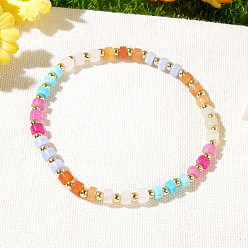 Смешанные камни Бохо-стиль натуральный аквамарин и цветочный амазонит и рубин и амазонит и розовый кварц и авантюрин колонны бусины эластичные браслеты для женщин, внутренний диаметр: 6-7/8 дюйм (17.5 см)