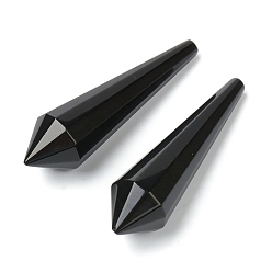 Obsidiana Cuentas de obsidiana negra naturales, piedras curativas, varita de terapia de meditación de equilibrio de energía reiki, sin agujero / sin perforar, de alambre envuelto colgante de decisiones, bala, 51.5~56x14.7~16.2 mm