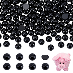 Черный Акриловые полукруглые бусины, чёрные, 8x3.5 мм, о 100 шт / комплект