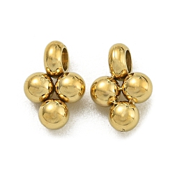 Настоящее золото 14K 304 прелести нержавеющей стали, три круглых шарма, реальный 14 k позолоченный, 6x4x2.5 мм, отверстие : 1.4 мм