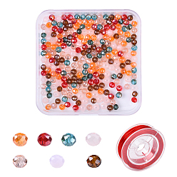 (52) Непрозрачная лаванда Наборы для изготовления браслетов своими руками, включая стеклянные бусины, окрашенные в цвет выпечки, и эластичную нить, разноцветные, 4x3~3.5 мм, отверстие : 0.4~1 мм, 6 цветов, 50 шт / цвет, 300 шт