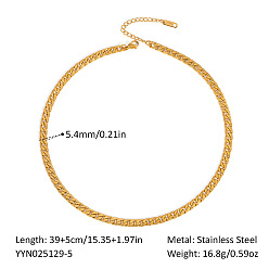 Real 18K Gold Plated 5.4MM 304 Stainless Steel Cuban Link Chain Necklaces, Real 18K Gold Plated, 15.35 inch(39cm)