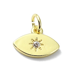 Солнце Подвески в виде глаз из латуни с микропаве и кубическим цирконием, без кадмия, без никеля и без свинца, с целью перехода в кольце, реальный 18 k позолоченный, солнце, 9x12x1.5 мм, отверстие : 3 мм