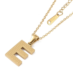 Letter E Ion Plating(IP) Initial Letter 304 Stainless Steel Pendant Necklaces, Real 18K Gold Plated, Letter E, 15.87 inch(40.3cm), Pendant: about 17x11mm