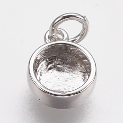 Платина Сеттинги для кулона (кабошонов), латунь , чашки безель с краями, плоско-круглые, платина, лоток : 6 мм, 11x8x3 мм, отверстие : 3 мм